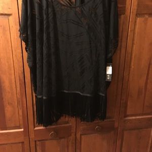 Black Sheer Bat Sleeve Top